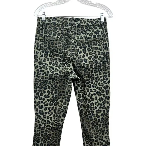 Good American Womens Jeans Leopard‎ Animal Print Good Waist Crop Sage Sz 8/29